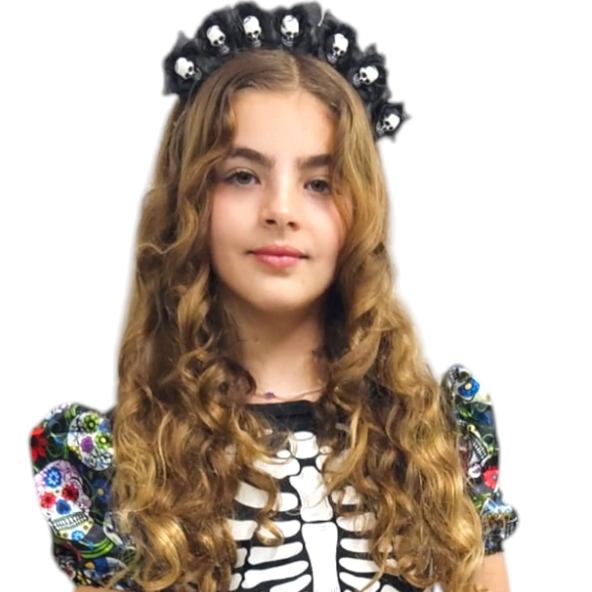 קשת גולגולות פרחים שחורים מעוצבת