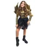 תחפושת דרקונית זהב-שחור: מידה XS-S תמונה 7