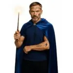 גלימת קוסם קטיפה כחולה | תחפושת מג'יק ו-LARP יוקרתית