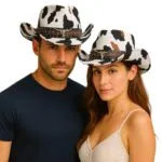 כובע קאובוי דמוי עור פרה תמונה 3