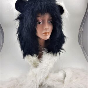 כובע חיות פנדה צעיף עם ראש דב פנדה בשילוב כפפות לידיים