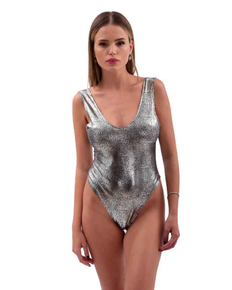 בגד גוף קצר כסף שחור