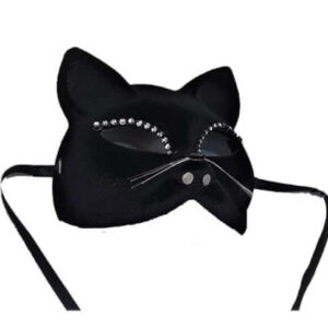 מסכת חתול מפוארת קטיפה עם אבנים