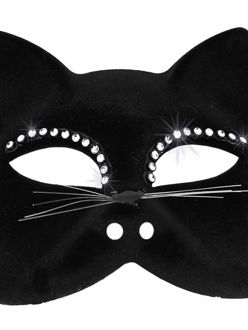 מסכת חתול מפוארת קטיפה עם אבנים