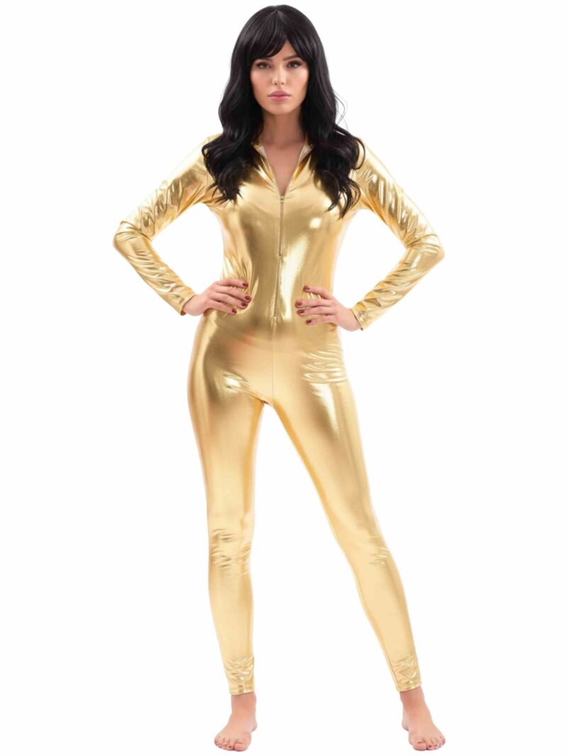 אוברול זהב מטאלי לנשים במידות קטנות