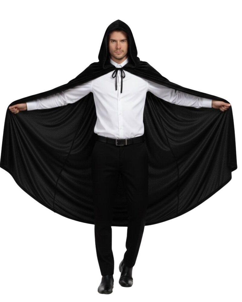 גלימה שחורה עם כובע / אדומה קפוצ’ון מקטיפה