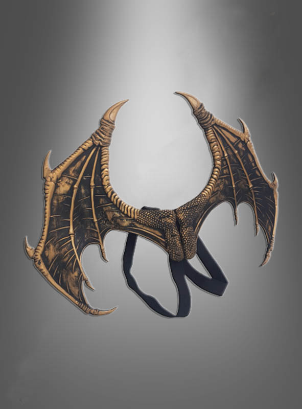 סט דרקון מפואר שחור זהב קטן : כנפיים 65×50 ס”מ + מסכה + זנב