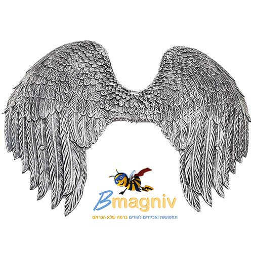 כנפיים מלאך כסף שחור PU