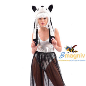 כובע חיות פנדה מדליק עם אורות ואוזניים זזות