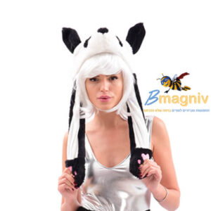 כובע חיות פנדה מדליק עם אורות ואוזניים זזות