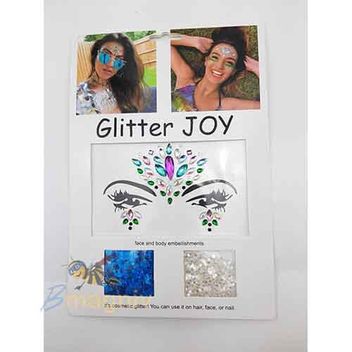 סט מדבקות אבנים עם 2 סוגי צבעים של נצנצים לפנים ולגוף