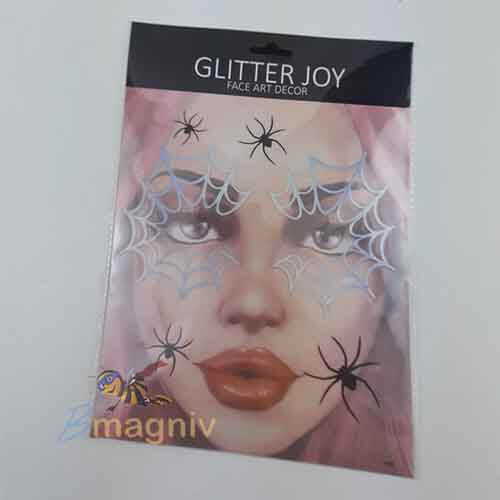 מדבקות אבנים לקישוט הפנים קורי עכביש