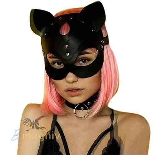 מסכת חתול דמוי עור לאישה ולגבר מסכה יוקרתית ומיוחדת