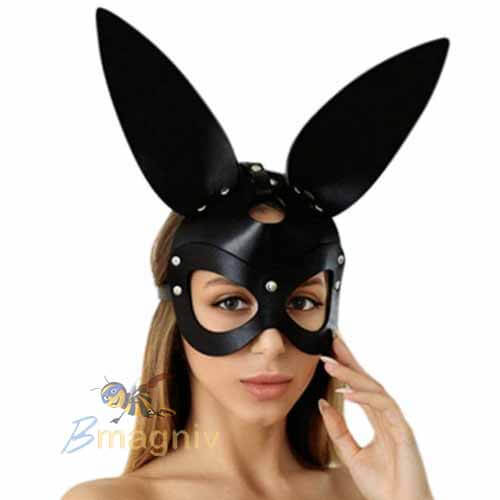 מסכת ארנב דמוי עור לאישה מסכה יוקרתית ומיוחדת