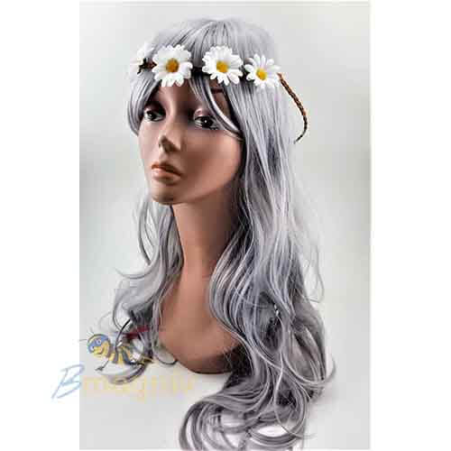 סרט ראש / חגורה פרחים לבנים להיפית