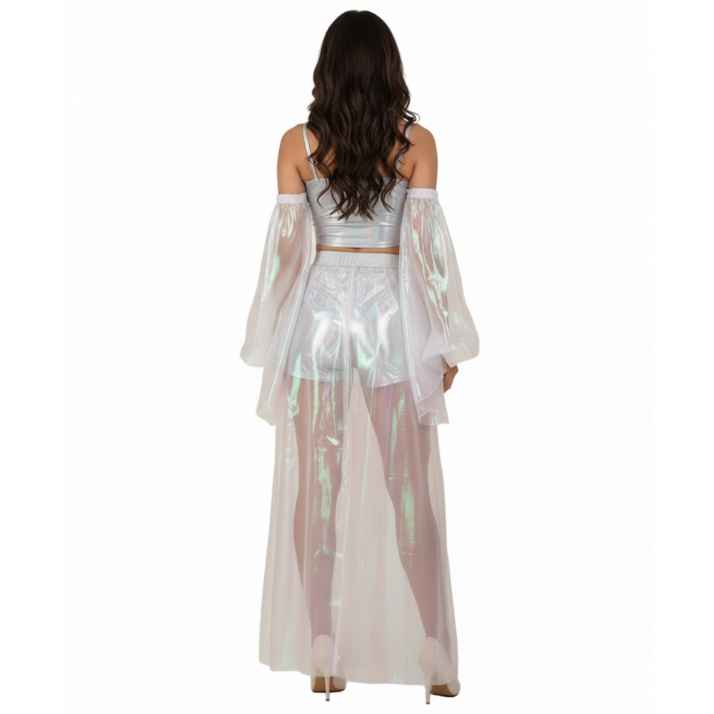 טול ארוך שקוף משולב חגורה סילבר ✨