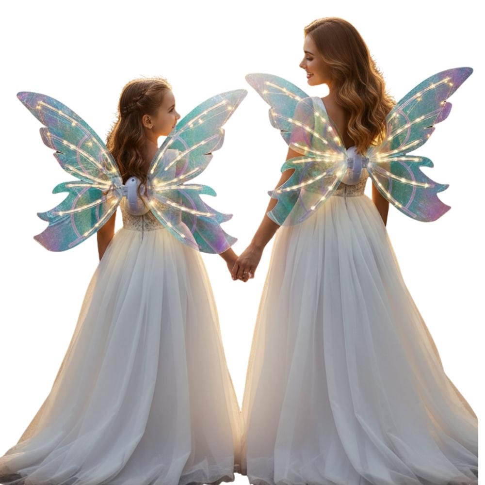 אמא ובת עם הכנפיים על הגב