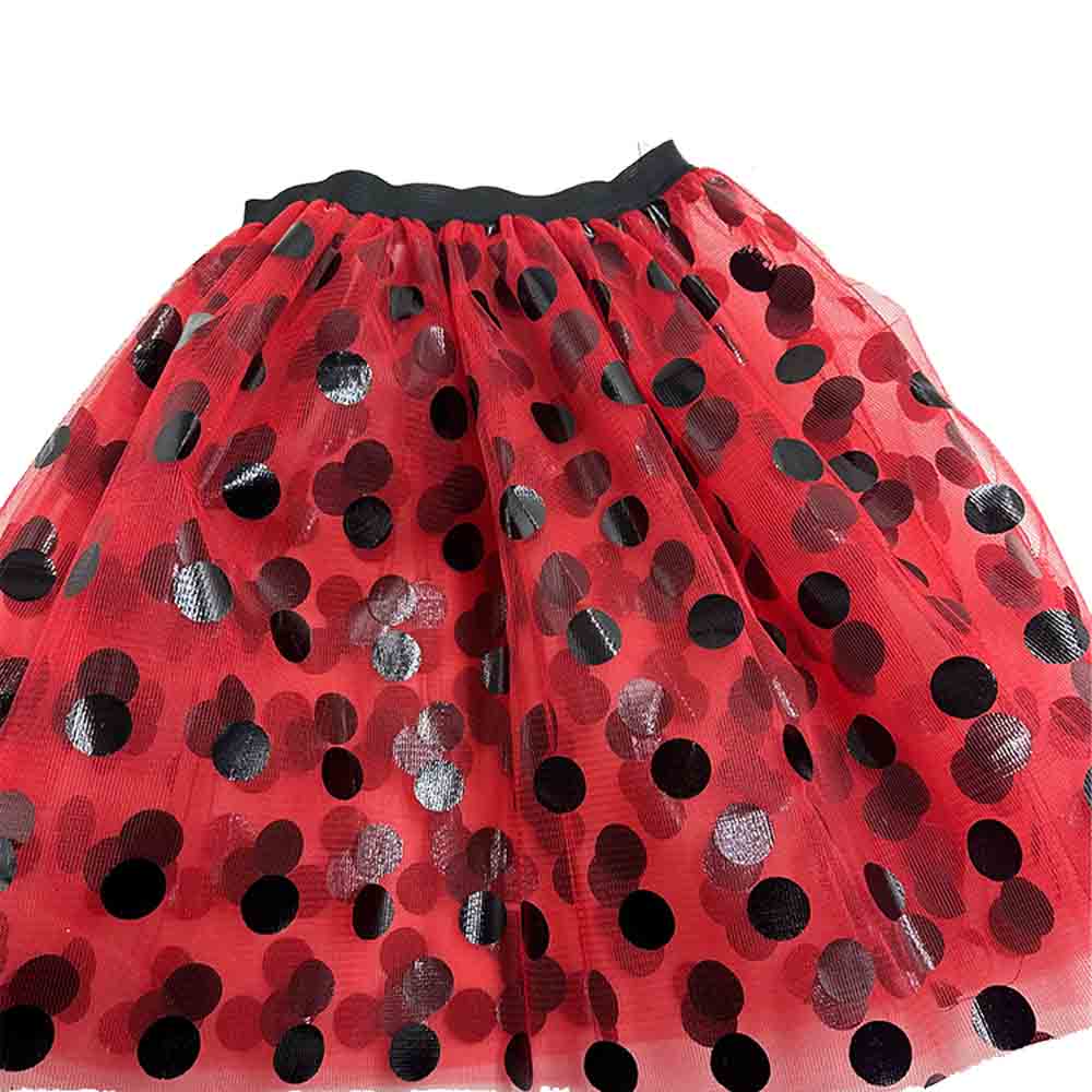 חצאית חיפושית טוטו אדומה עם נקודות שחורות מפוארת ומעוצבת