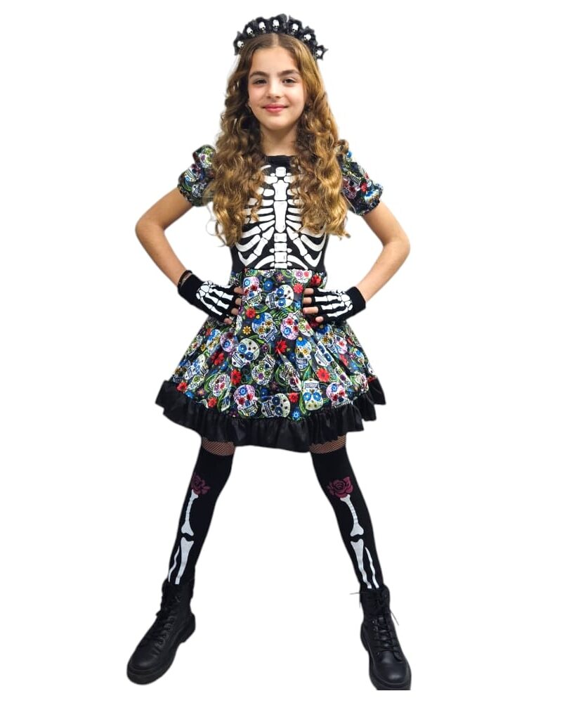 תחפושת שלד יום המתים לילדה