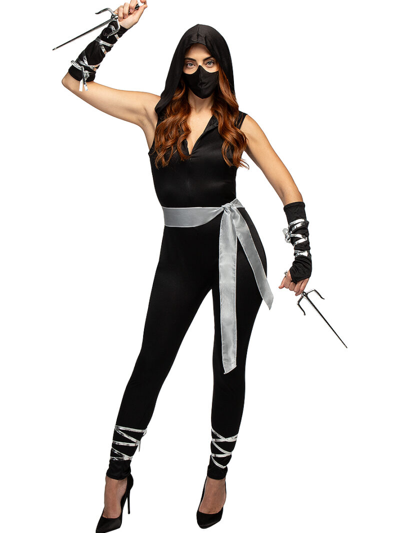 תחפושת נינג'ה שחורה לאישה 🗡️ : אוברול קלאסי ונוח מידה S