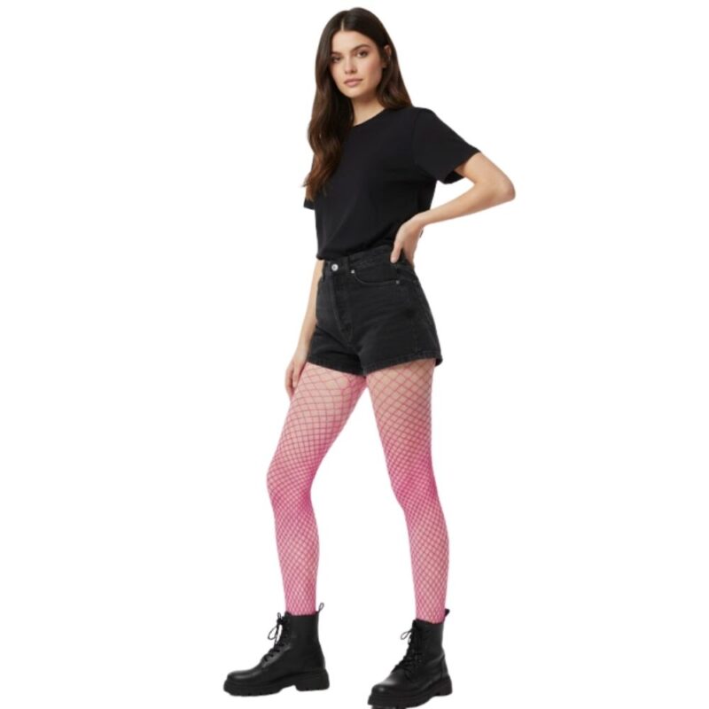 גרביון רשת ורוד חורים קטנים