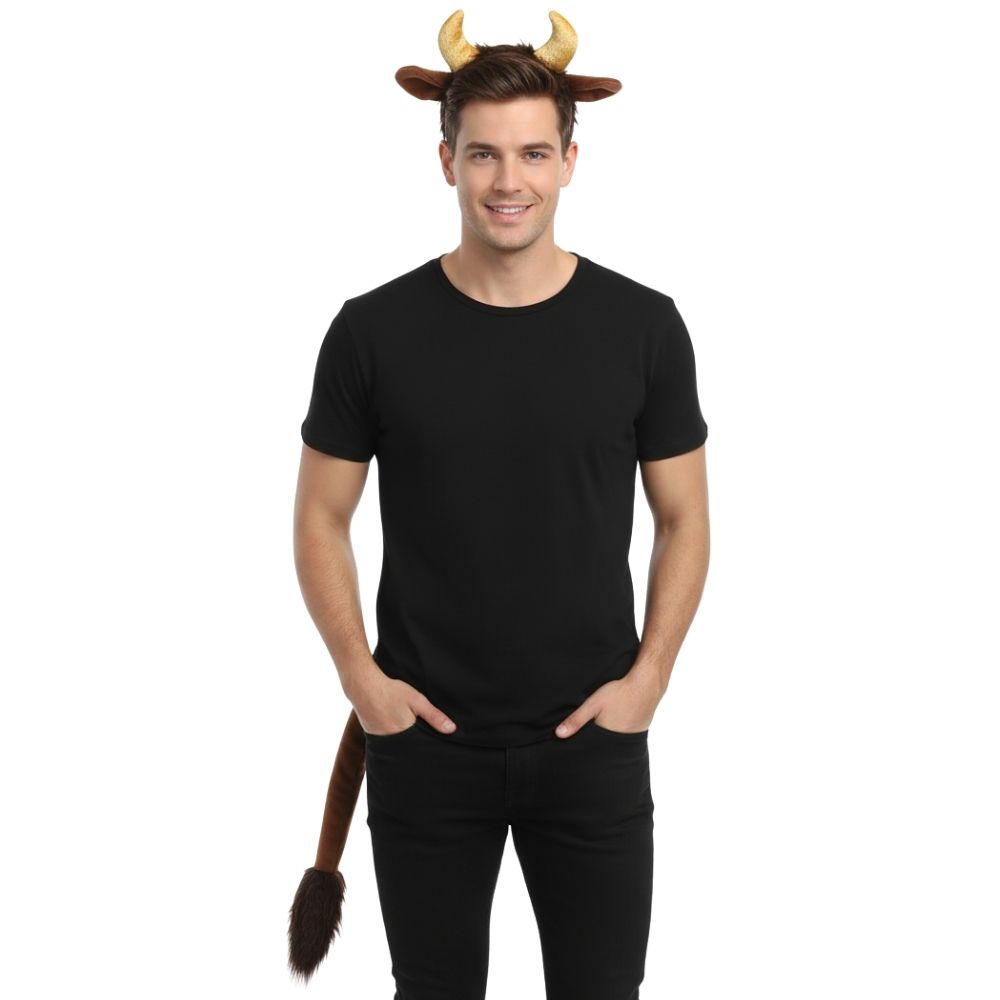 🐂 סט תחפושת שור מושלם: קשת אוזניים, קרניים וזנב!