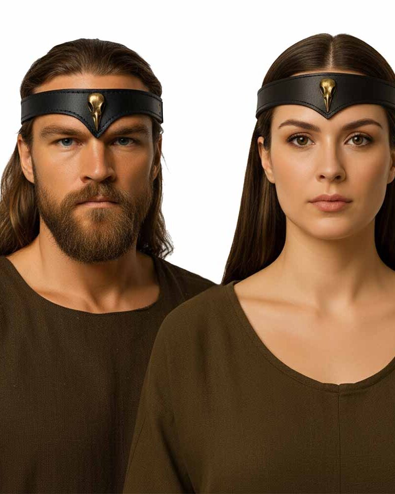 אביזר ראש מעור גולגולת | סרט ראש לוחם וויקינג פנטזיה – עבודת יד פרימיום