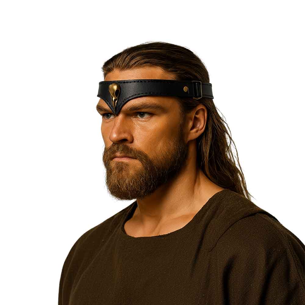 אביזר ראש מעור גולגולת | סרט ראש לוחם וויקינג פנטזיה – עבודת יד פרימיום