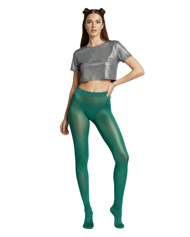 גרביון ירוק עם נצנצים כסופים | Bmagniv