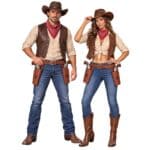 חגורת אקדוחן קאובוי כפולה – שחור או חום תמונה 2