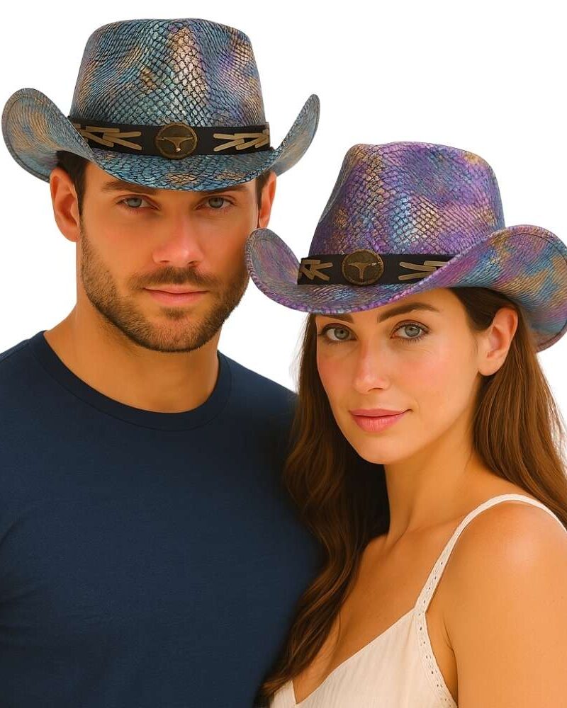 🌈 כובע קאובוי הולוגרפי | יוניסקס, הדפס קשקשים וסגנון פסטיבלים