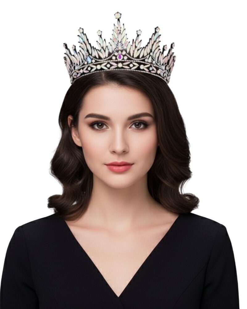 כתר מלכותי יוקרתי – כסף-זהב / קריסטלים צבעוניים | Bmagniv