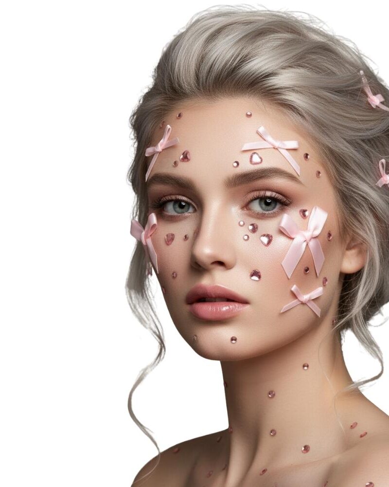 מדבקות סרטים ויהלומים ורודים לפנים ולגוף