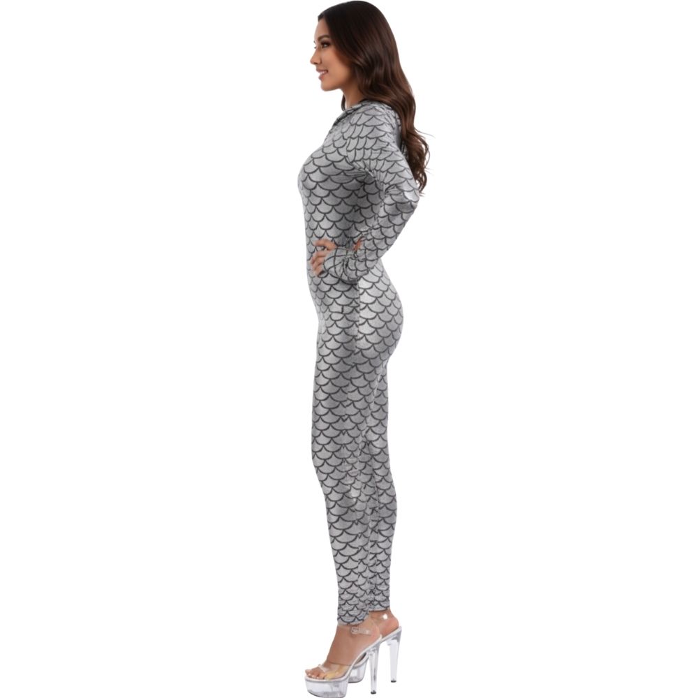 אוברול קשקשים כסוף עם קפוצון ✨