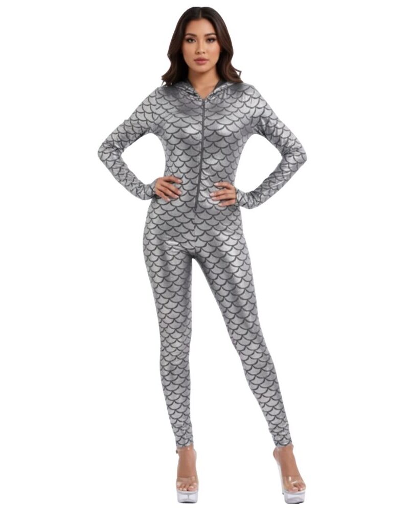 אוברול קשקשים כסוף עם קפוצון ✨