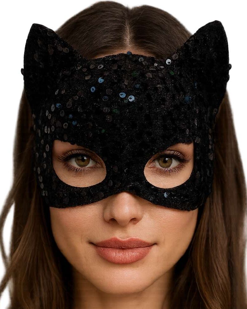 מסכת חתול פייטים שחורה לאישה 🐾  המראה המושלם לפורים ולמסיבות