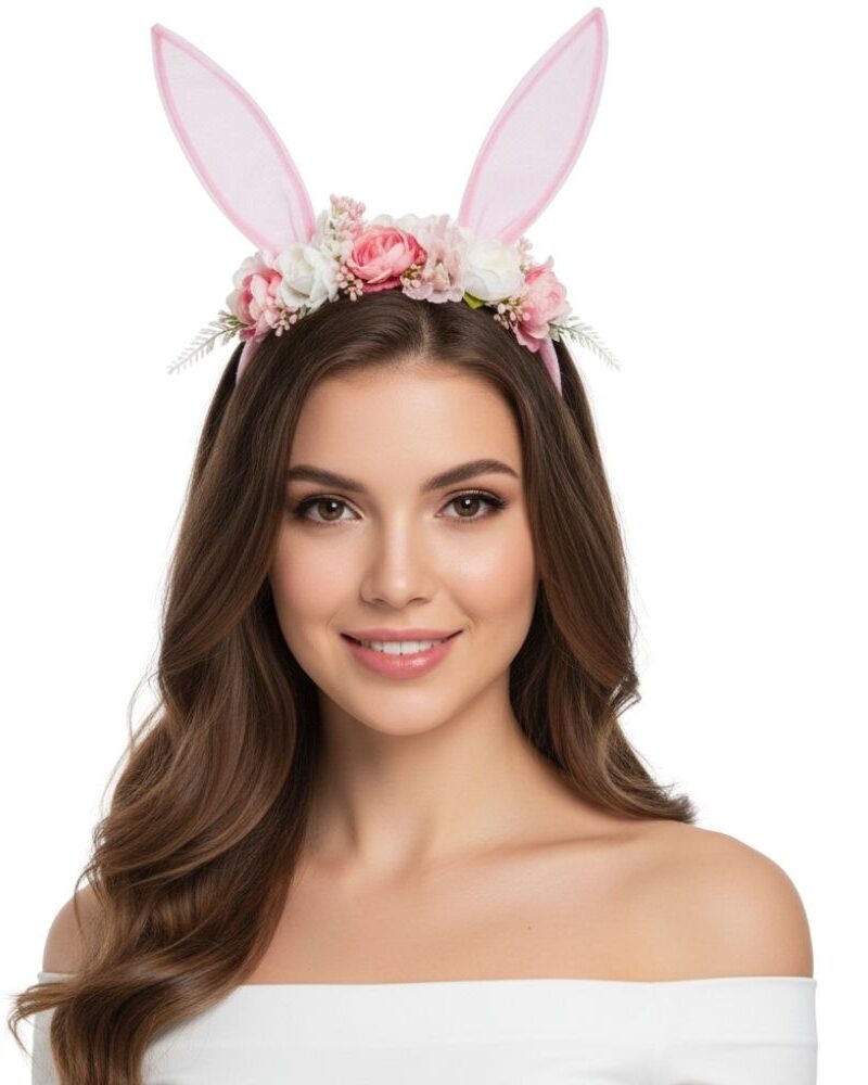 קשת אוזני ארנבת תחרה עם פרחים ✨