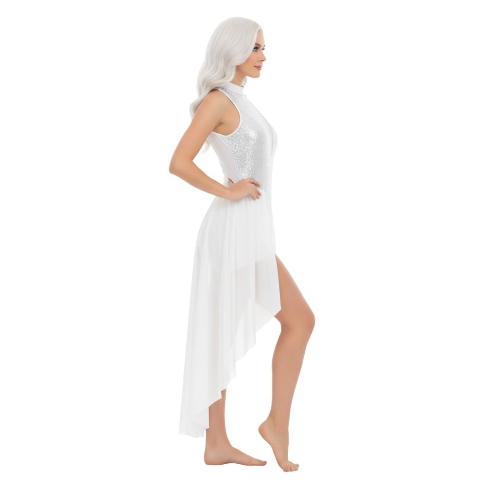 שמלת פייטים מלאכית לבנה : מעוצבת ✨