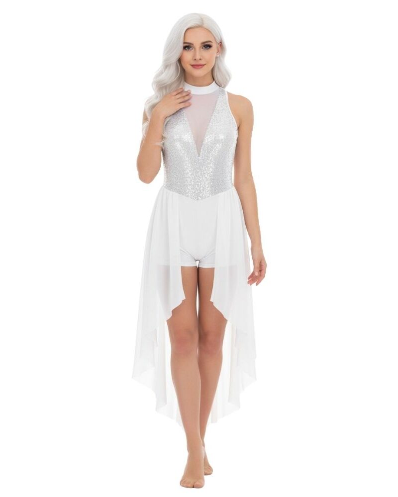 שמלת פייטים מלאכית לבנה : מעוצבת ✨