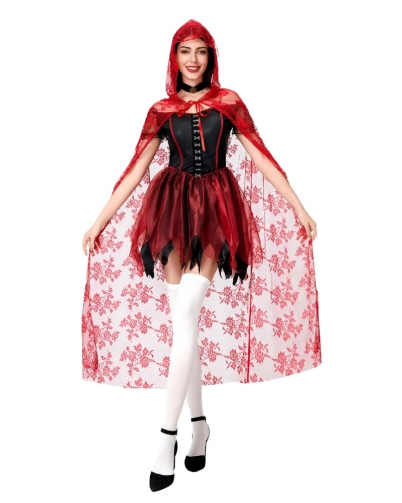 תחפושת כיפה אדומה תחרה - גרסה אלגנטית וסקסית למראה האגדה המפורסם ❤️🖤