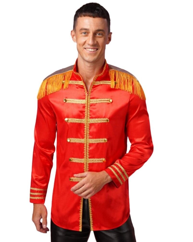 תחפושת מנהל במה / רינגמאסטר אדום לגבר - לוק יוקרתי ומרשים במיוחד ⭐