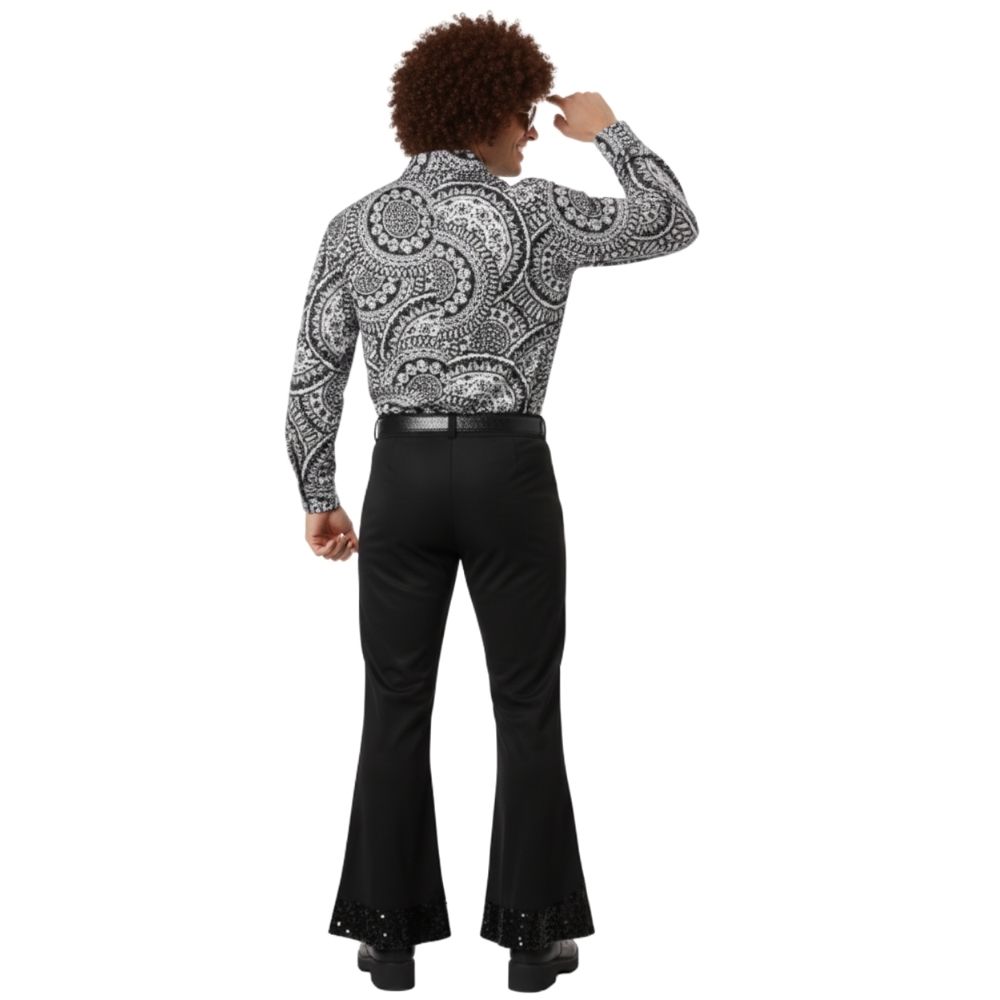 תחפושת דיסקו לגבר - חולצה ומכנס מתרחב סטייל שנות ה־70 🕺✨