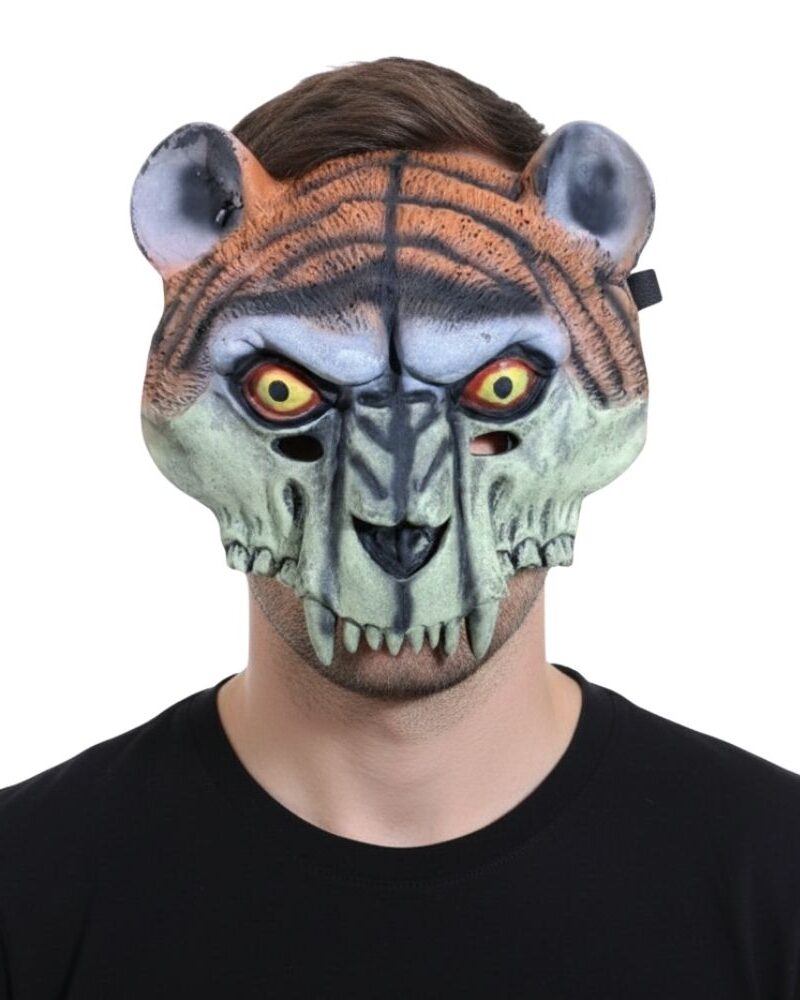 מסכת נמר אימתנית PU - מראה פראי ומצמרר לפורים והאלווין 🐯