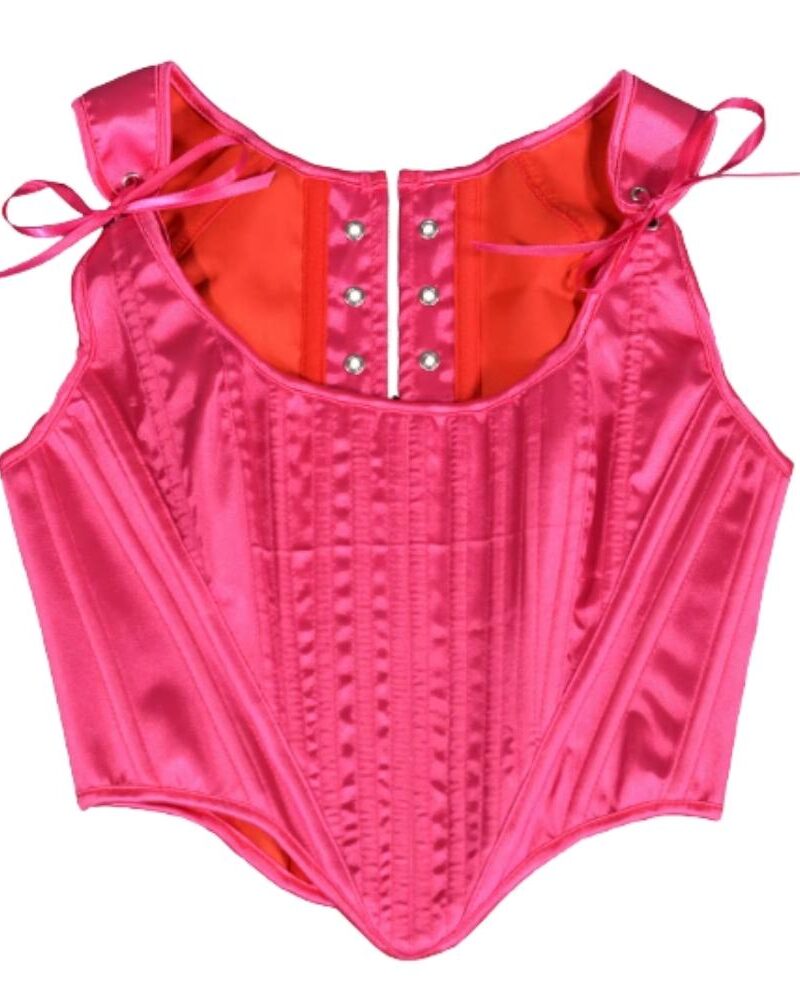 "מחוך עצמות יוקרתי בגוון ורוד פוקסיה עז במידה S-M עם כתפיות קשירה"