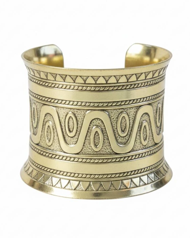 צמיד מלוכתי מוזהב רחב בעיצוב אתני לתחפושת קליאופטרה ואלה יוונית