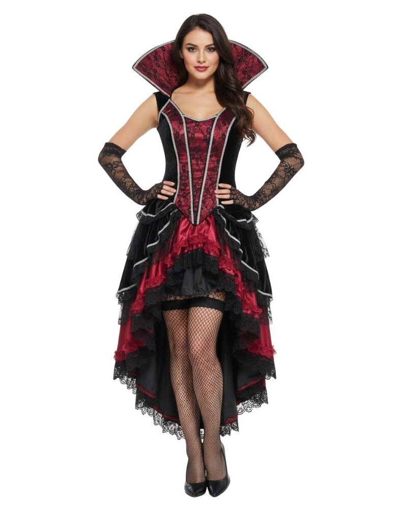 תחפושת ערפדית מלכותית בעיטורי קורי עכביש : המראה הגותי המושלם