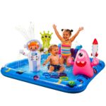 בריכת פעילות מתנפחת מפלצות עם מזרקת מים 240x200 לילדים בגילאי 2-6