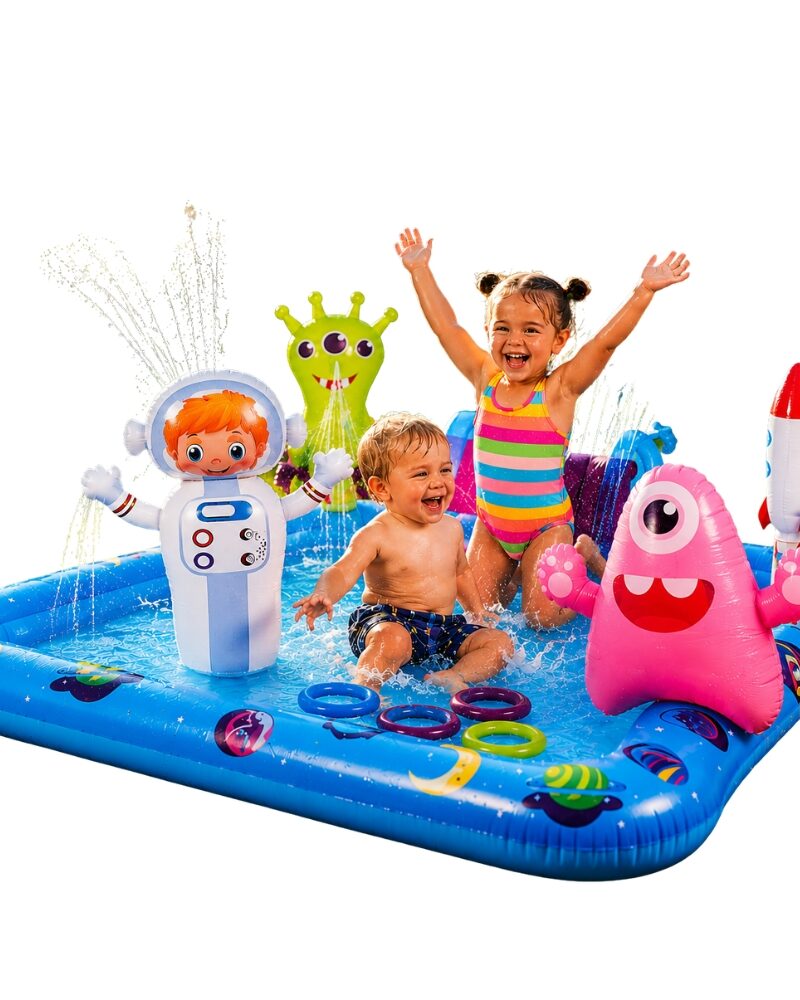 בריכת פעילות מתנפחת מפלצות עם מזרקת מים 240x200 לילדים בגילאי 2-6