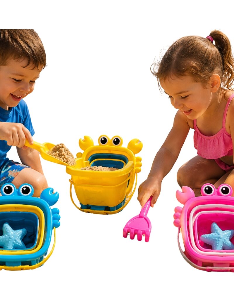 סט דלי ים מתקפל 4 חלקים לילדים לשימוש בחוף הים ובבריכה
