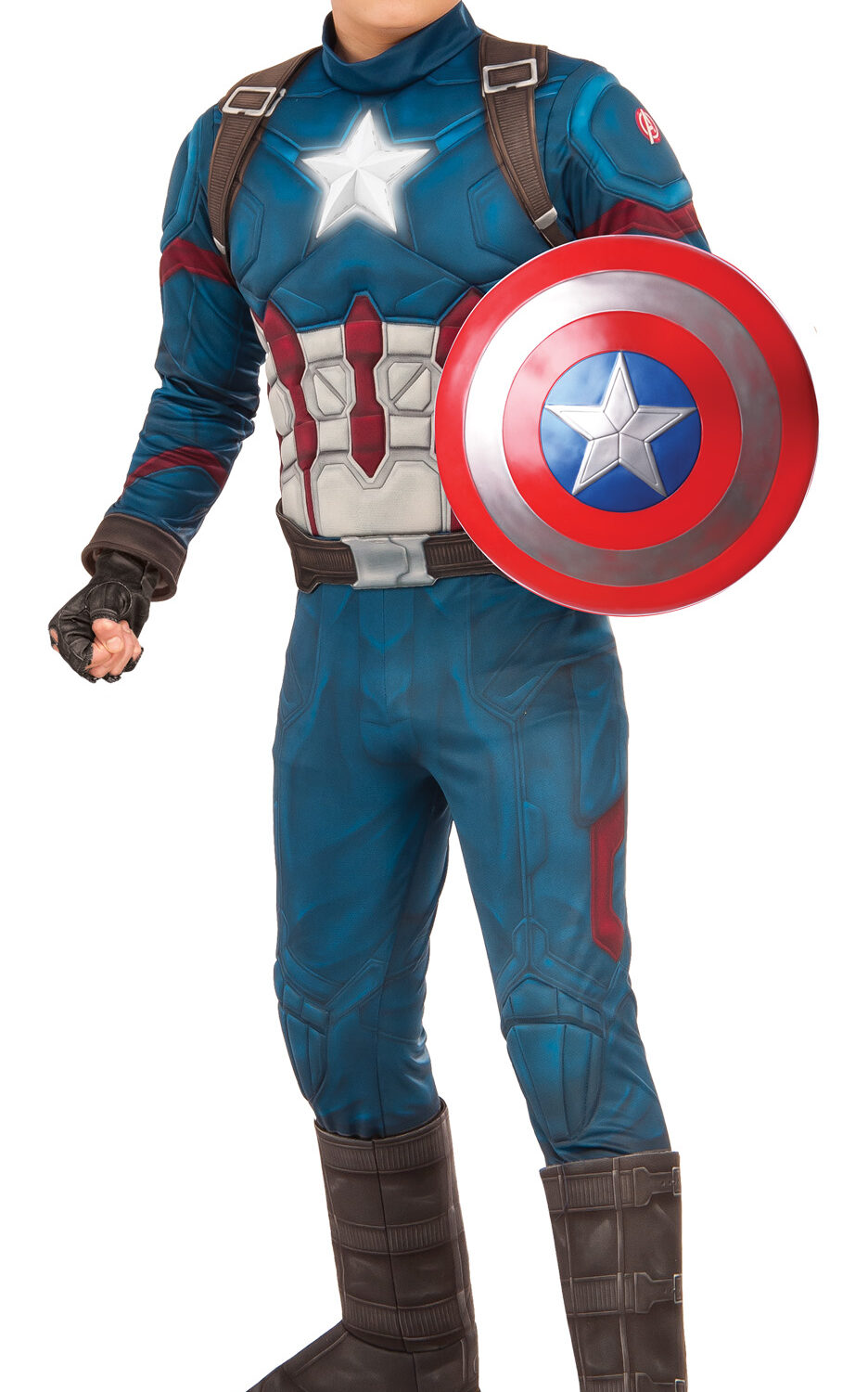 תחפושת קפטן אמריקה כוכב מדליק אורות דלוקס ילדים